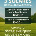 VENTA DE SOLARES EN OCOTAL, NUEVA SEGOVIA